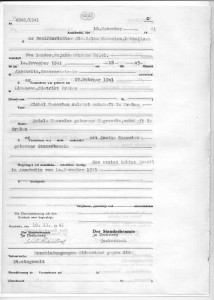 Akt zgonu Stanisława Wąsowicza, rozstrzelanego 11.11.1942 r.
